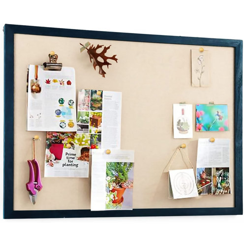 Latitude Run® Wall Mounted Bulletin Board with Linen Wood Boards